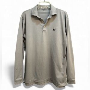 Peter Millar Polo Gray Longsleeve Unknown Navy Logo Golf Size Small